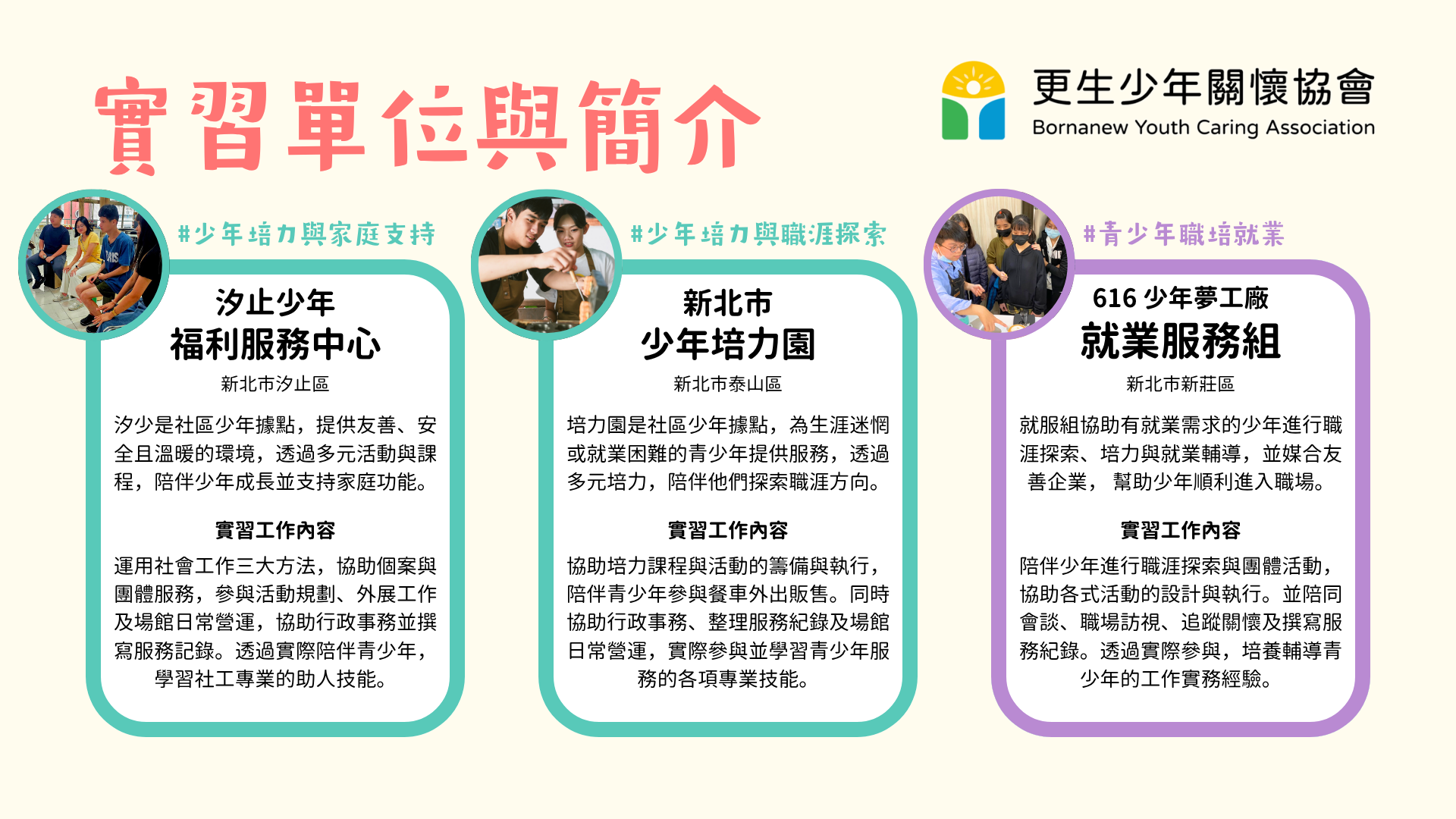 更生少年關懷協會實習計畫